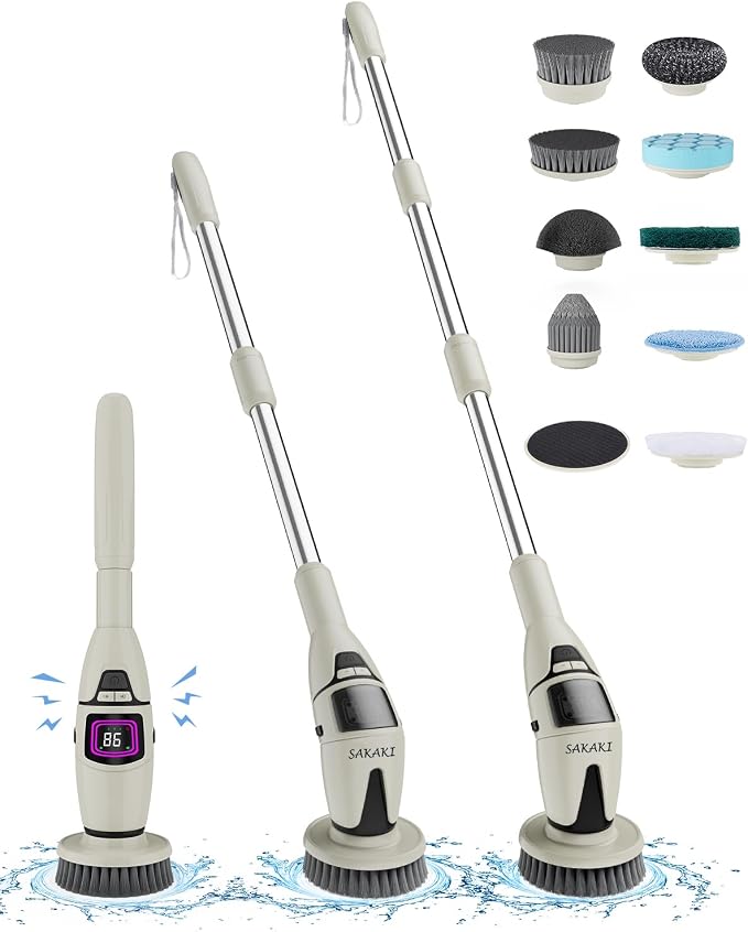 Electric Spin Scrubber Cordless Shower Cleaning Brush by SAKAKI