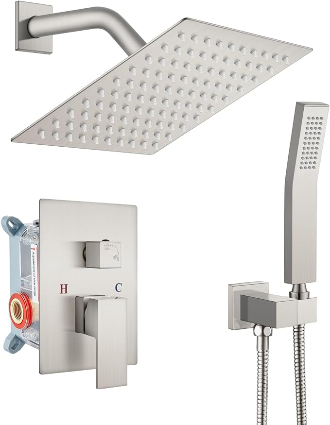 gotonovo Rainfall Bathroom Shower System Rain Shower Head and Handle Set Wall by HOME