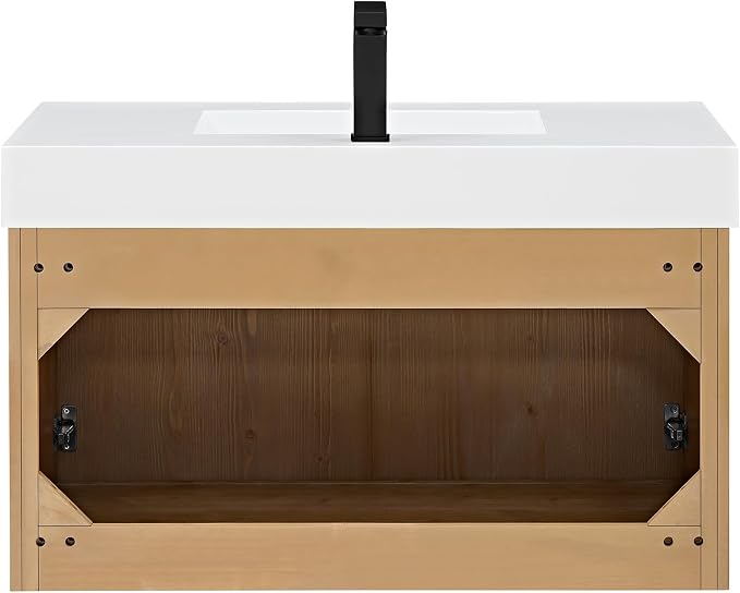 36 Inch Floating Sink Bathroom Vanity Wall Mount Single Vanities Overflow - Image 9