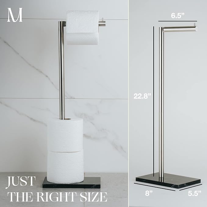 MARMOLUX ACC Free Standing Brushed Nickel Toilet Paper Holder Stand - Image 5