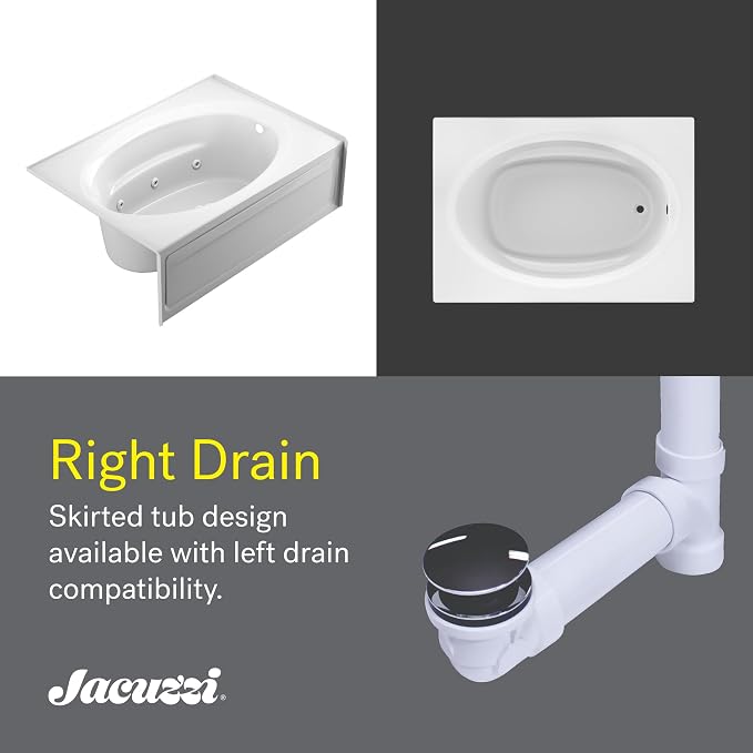 JACUZZI SIGNATURE Acrylic Skirted Soaking Bathtub, Slip Resistant, Right Drain - Image 5