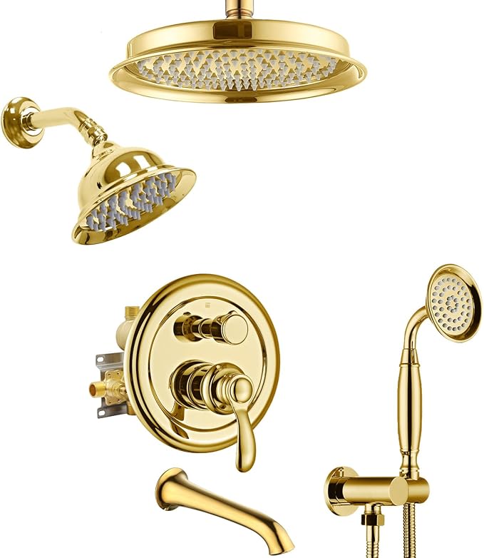 Dual Antique Shower Head System by Homekicen