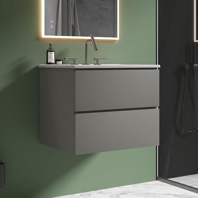24" Bathroom Vanity with Sink, Modern Floating Vanity with Double Soft Closing by LittleTulip