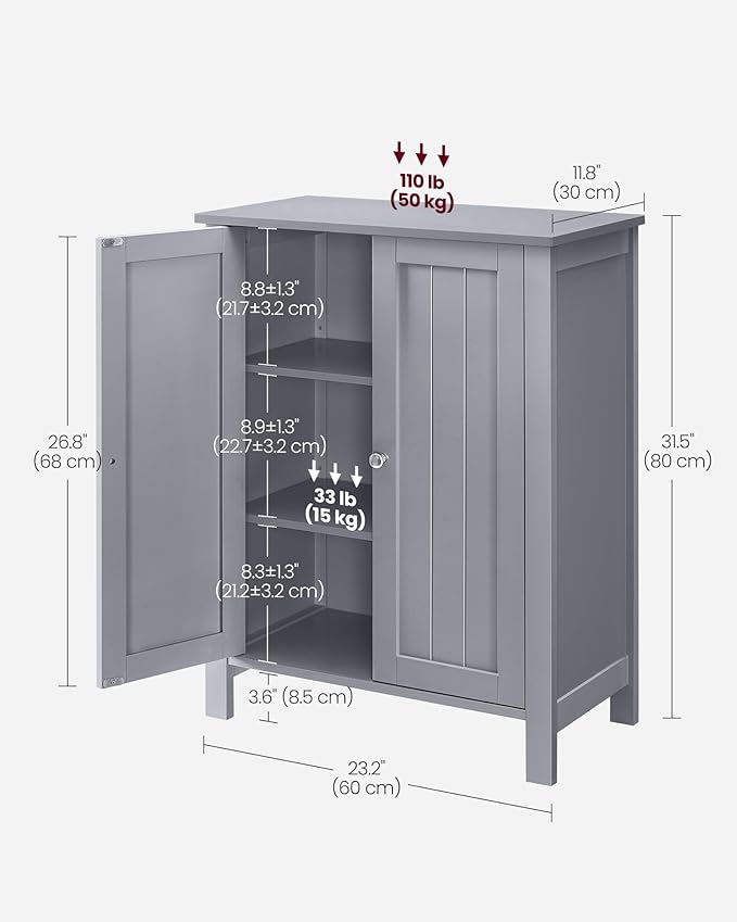 VASAGLE Floor Storage Cabinet, Freestanding Storage Unit - Image 3