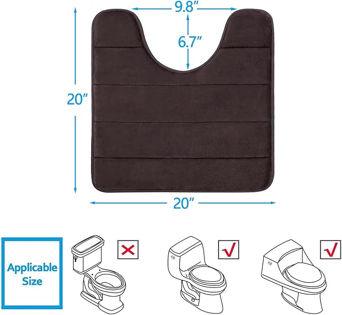 Buganda Memory Foam U-Shaped Contour Toilet Rugs, Non Slip Absorbent, Thick - Image 2