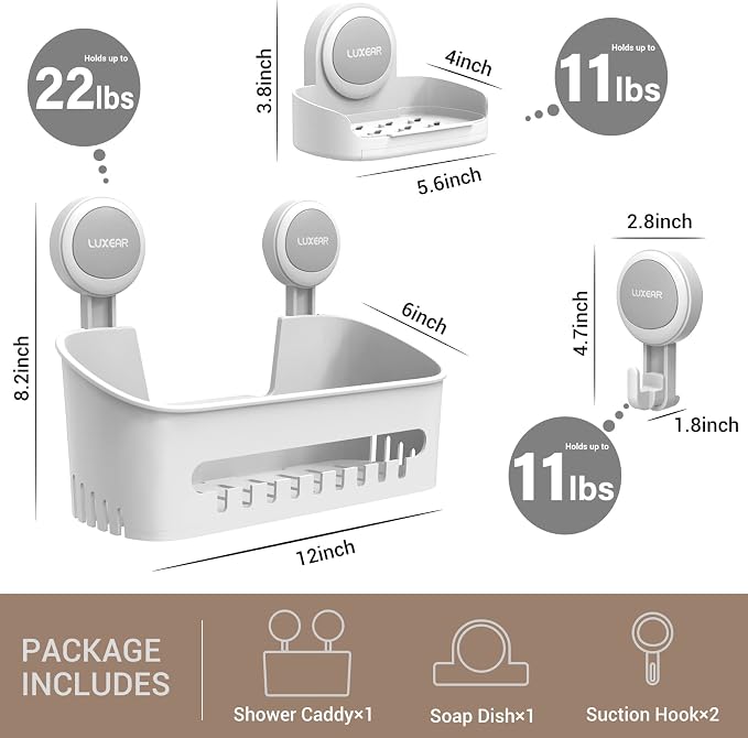 LUXEAR 4 Pack Shower Caddy Set - Image 2