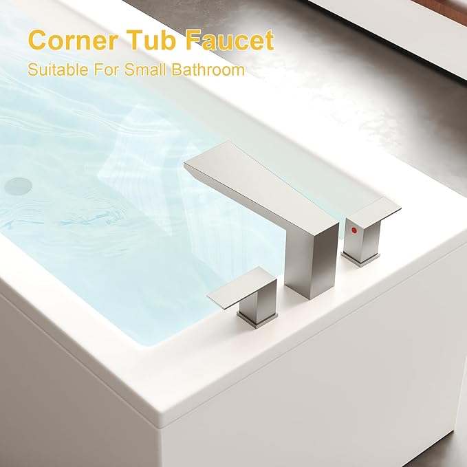 BESy Waterfall Roman Tub Faucets, Deck Mount Bathtub Faucets Set, Garden 3 - Image 4