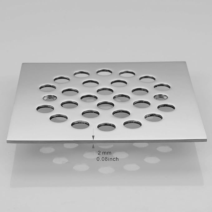 Square 4-1/4-inch Screw-in Shower Floor Drain Grate Strainer - Image 3