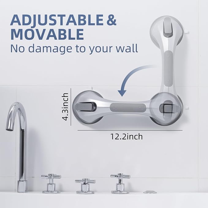Shower Grab Bar Suction Cup 12 inch, 2 Pack Grab Bars - Image 7