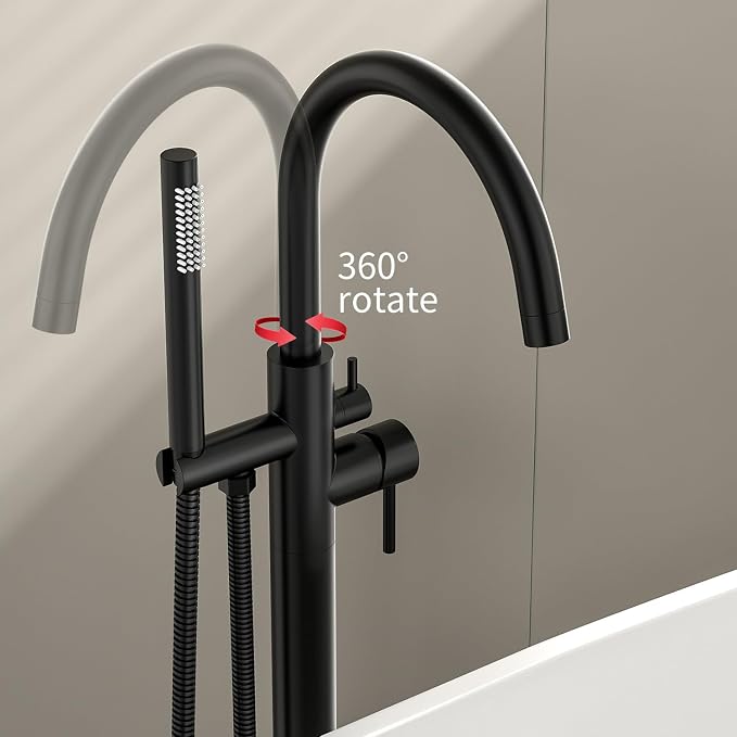 Freestanding Bathtub FaucetFloor Mount Bathtub Filler Shower Mixer Faucet - Image 2