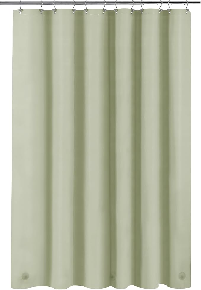 Sage Green Plastic Shower Curtain Liner by BarossaDesign
