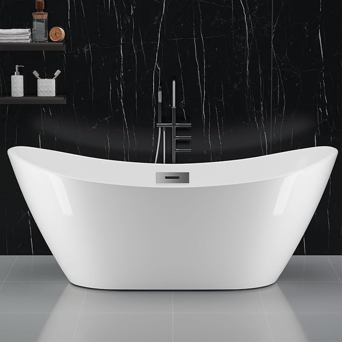 59'' Freestanding Bathtub, Deep Soaking Tub by IDEALHOUSE