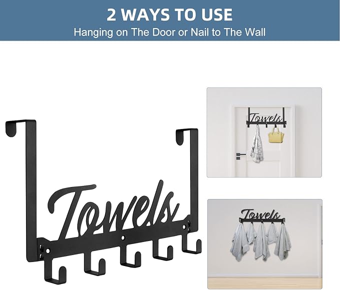 Over The Door Hooks, Towel Rack Towel Hooks - Image 4