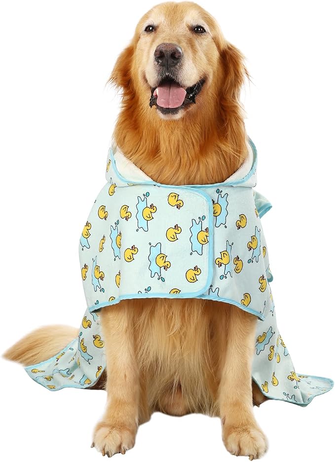 HDE Dog Bathrobe Super Absorbent Quick Drying Puppy Towel Wrap Coat Adjustable - Image 4