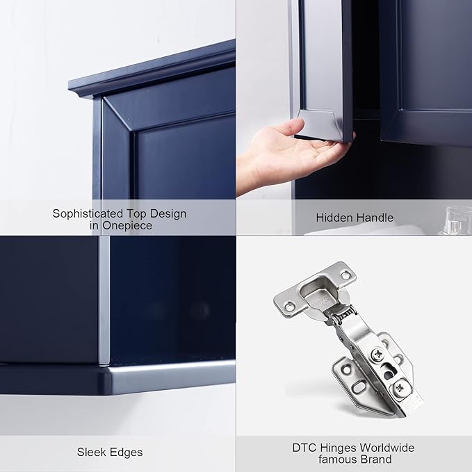 Navy Blue Bathroom Cabinet Wall Mounted - Image 3