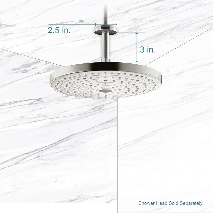 OFFO Shower Arm with Flange, 3 in Brushed Nickel Ceiling Mount Replacement Rain - Image 5