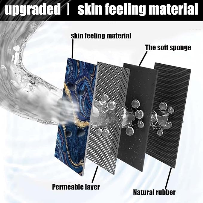 Bath Mat Rug, Dark Blue Gold marbleNon Slip Quick Dry Super Absorbent Thin - Image 2