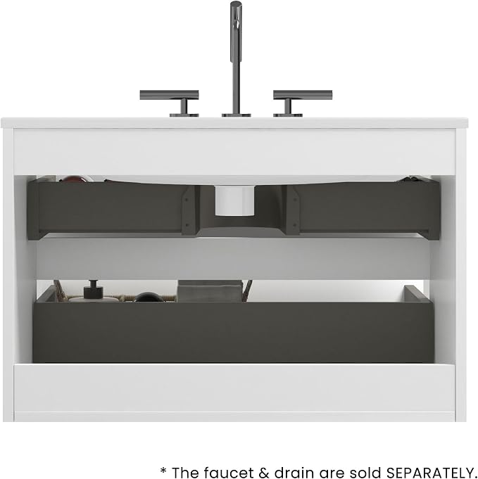 30" Bathroom Vanity with Sink, Modern Floating Vanity with Double Soft Closing - Image 7