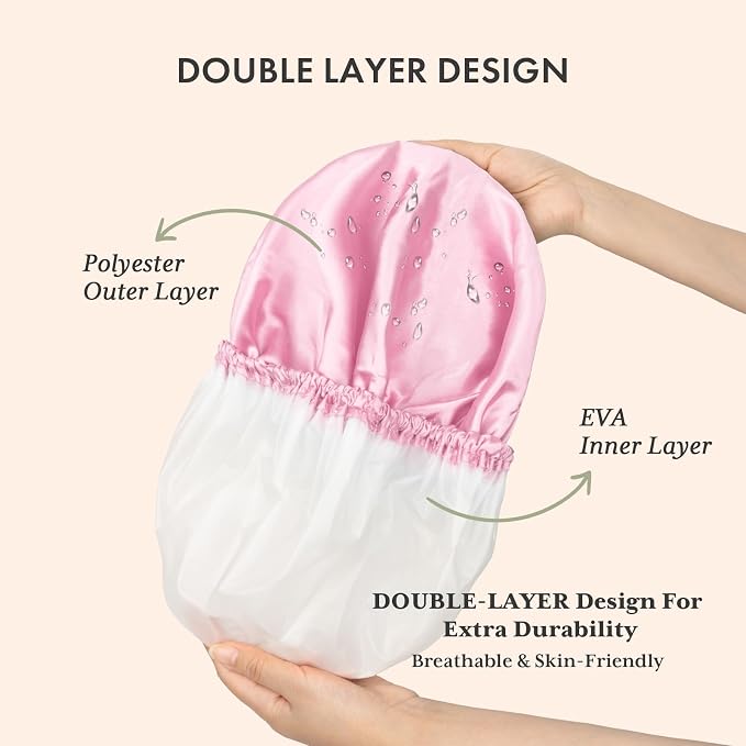 AmazerBath Shower Cap, Double Layers Hair Cap - Image 5