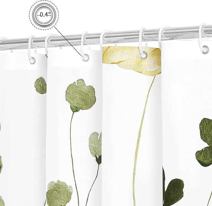 Gibelle Long Shower Curtain 72 x 78, Watercolor Floral Fabric Shower Curtain - Image 5