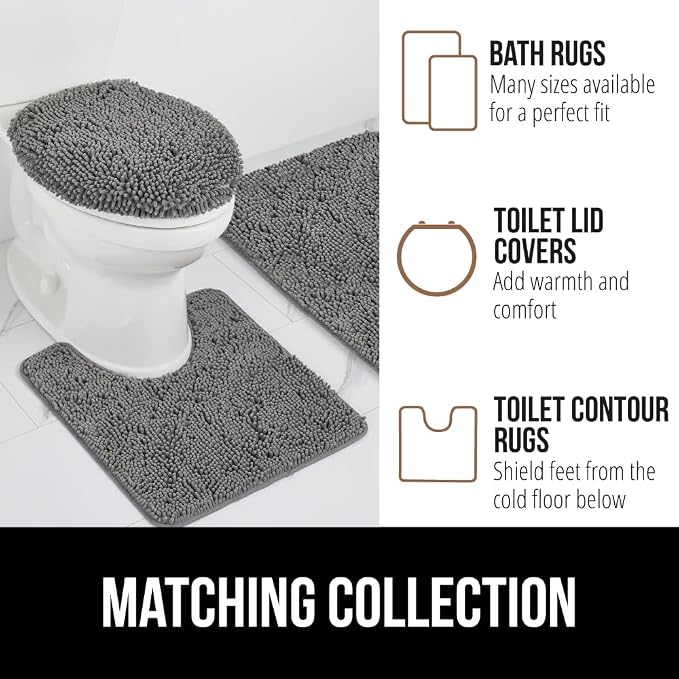 GORILLA GRIP Plush Absorbent Shaggy Chenille Bath Rug Mat - Image 8