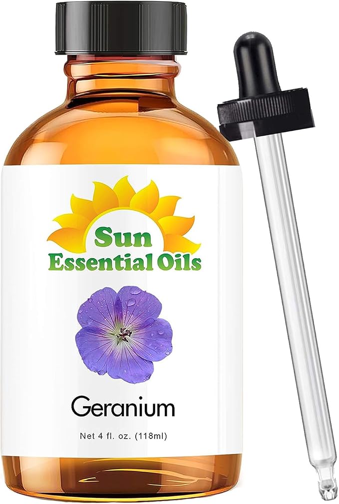 Sun Essential Oils Geranium Essential Oil – Pure Geranium Extract Aromatherapy by SunEssentialOils