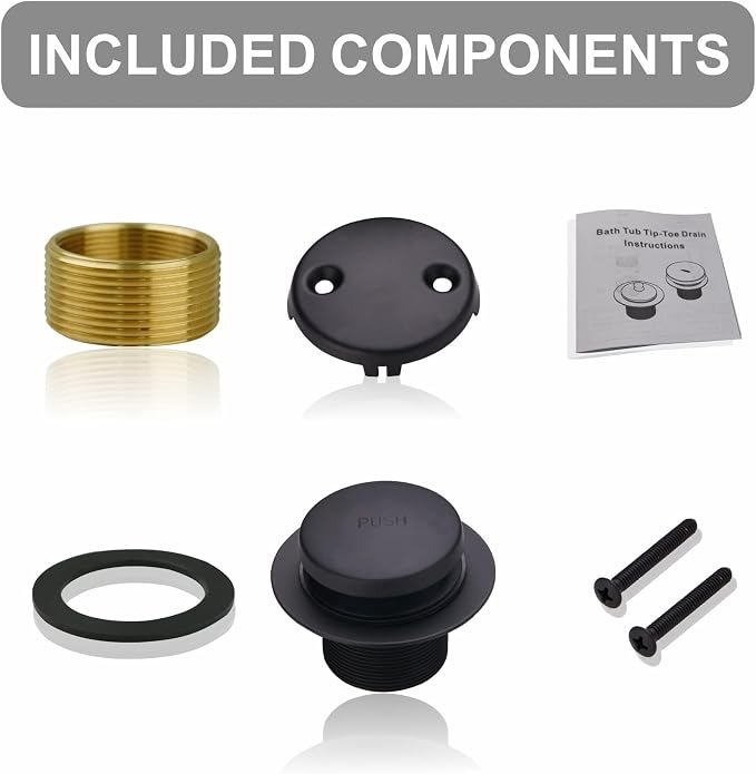 Black Bathtub Drain Tip Toe Tub Conversion Kit, Replacement Bath Tub Drain Trim - Image 6