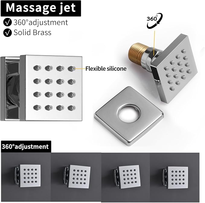 Bathroom Rainfall Shower System Wall Mount 8 Inch Shower Head - Image 6