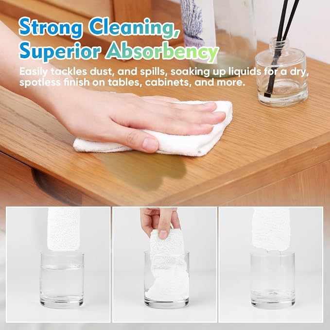 HOMEXCEL White Microfiber Cleaning Cloth 6 Pack 12.5 x 12.5 inch Microfiber - Image 5
