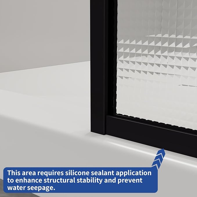 Dimaris Shower Door 34" X 78" Tempered Fluted Glass Framed Shower Screen Shower - Image 4