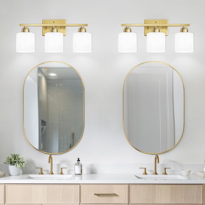 3 Light Gold Bathroom Light Fixtures, Modern Bathroom Vanity Lights - Image 7