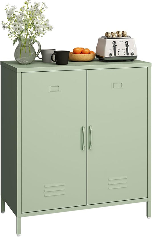 Locker Cabinet, 35.43" H Green Metal Locker Storage Cabinet by Steehoom