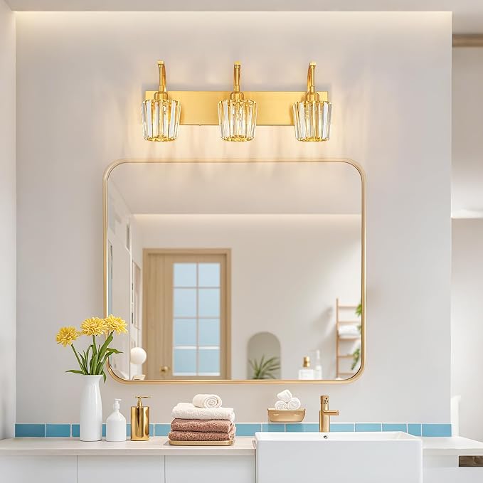 Modern Bathroom Vanity Light, 3-Light Gold Wall Sconce - Image 7