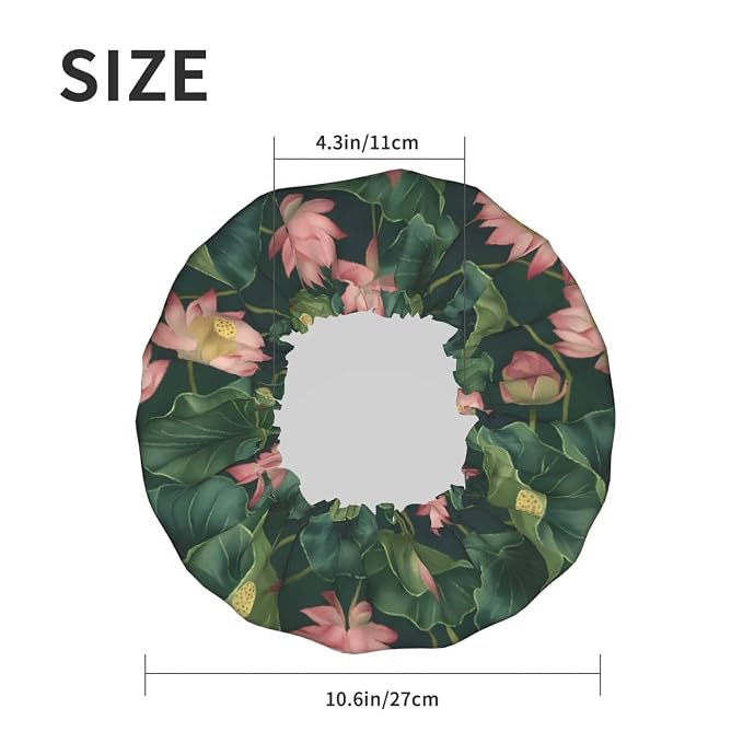 Elegant Lotus and Leaves Shower Cap - Image 6