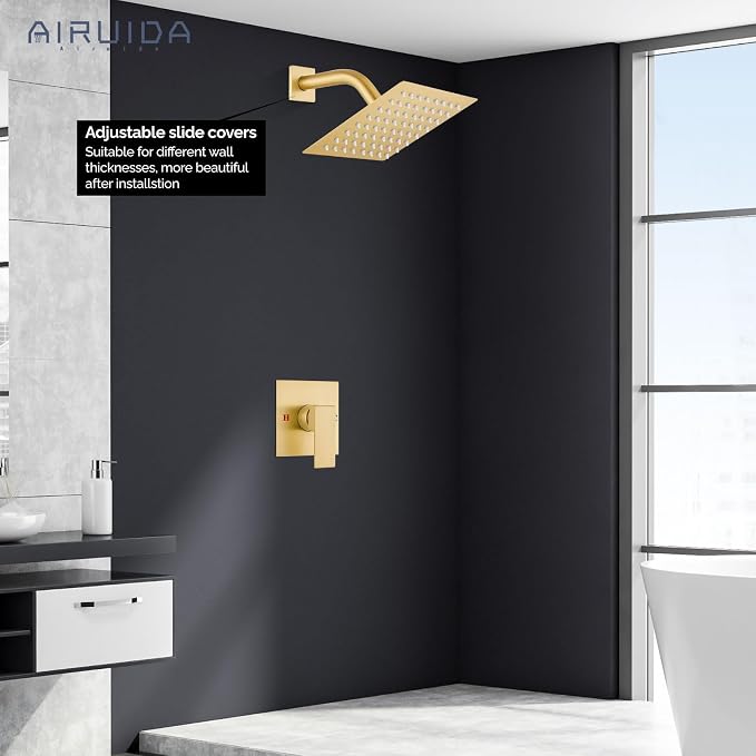 Airuida Shower Faucet Set Bathroom Rain Shower System SUS304 Stainless Steel - Image 8