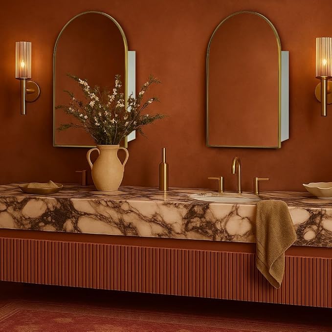 TEHOME 20 x 30'' Brush Gold Arched Bathroom Medicine Cabinet - Image 4