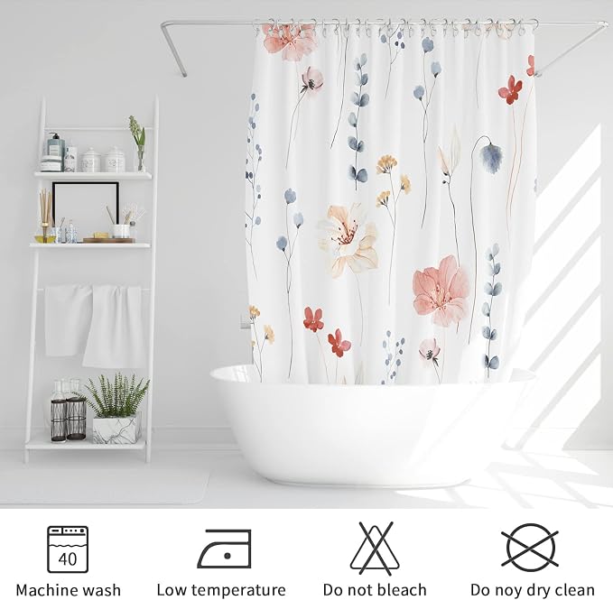 Gibelle Small Stall Shower Curtain 36 x 72, Narrow Half Watercolor Floral - Image 6