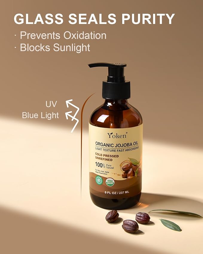 Organic Jojoba Oil Glass Bottle 8 fl oz, USDA Certified 100% Pure & Natural - Image 4