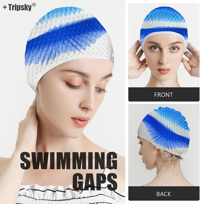 Tripsky Silicone Swim Cap, Comfortable Bathing Cap Ideal - Image 6