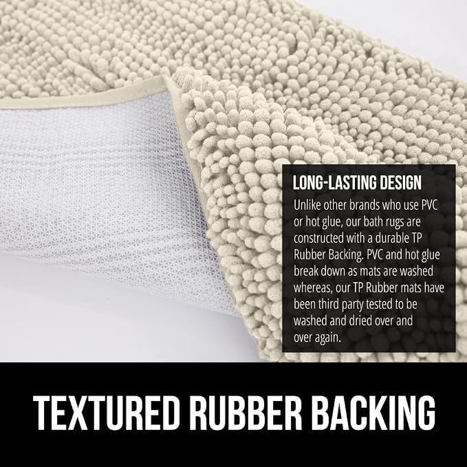 GORILLA GRIP Bath Rug Mat 30x20, Thick Absorbent Chenille, Quick Dry Microfiber - Image 5