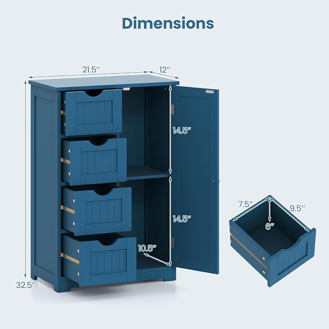 Giantex Bathroom Cabinet, Freestanding Storage Cabinet - Image 3
