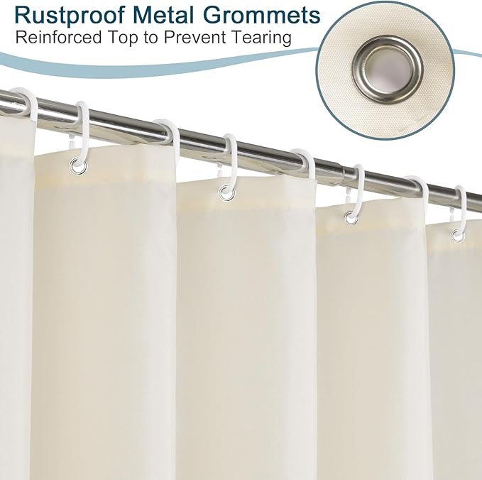 AooHome Extra Long Fabric Shower Curtain, Polyester Solid Shower Curtain Liner - Image 6
