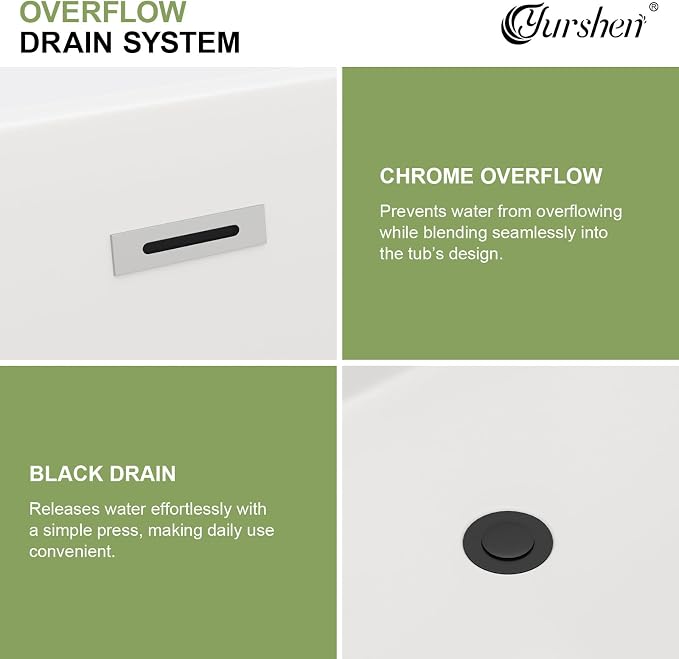 59" Freestanding Acrylic Bathtub White Roll Top Soaking Tub - Image 3