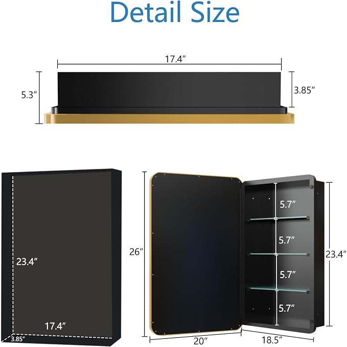 Bathroom Medicine Cabinet, Recessed & Surface Wall Cabinet - Image 2