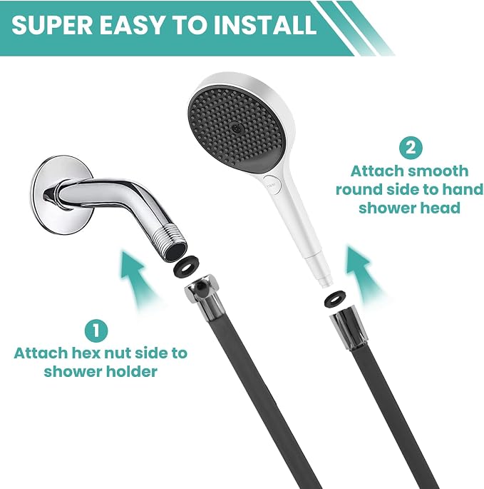 59 Inches Silicone Shower Hose, Ultra-Soft Anti-Kink Designed Handheld Shower - Image 7