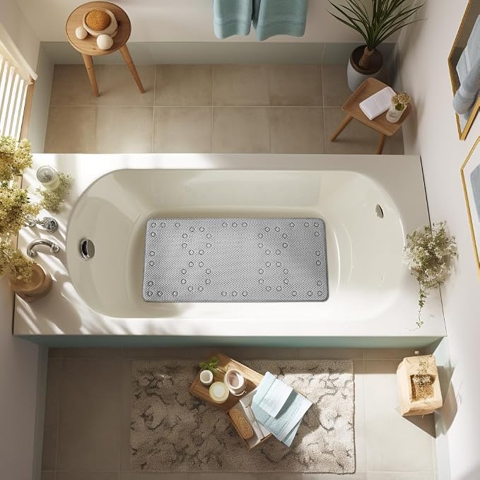Double Layer Foam Non Slip Bathtub Mat 37x17in, More Comfortable and Thicker - Image 6
