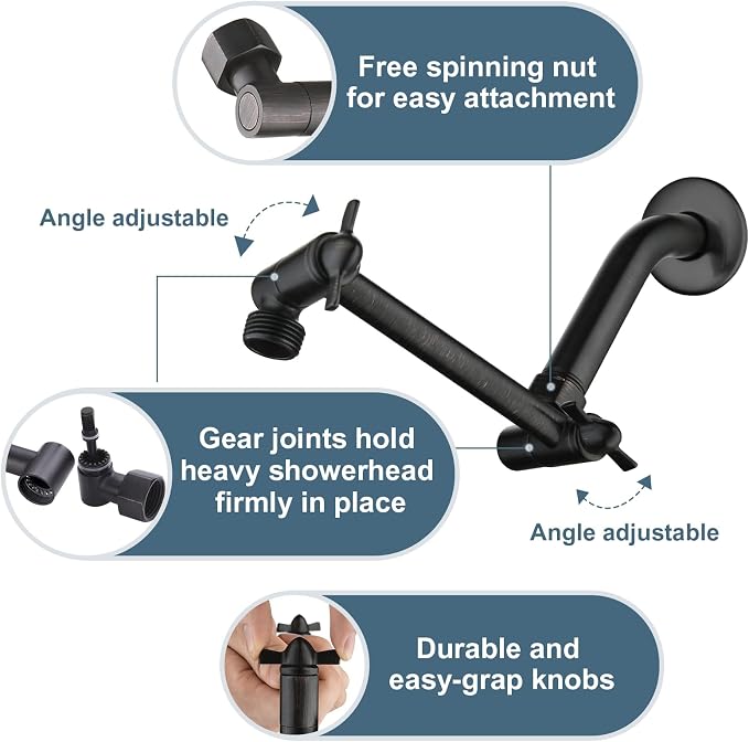 BRIGHT SHOWERS Brass Shower Arm Extender - Image 3