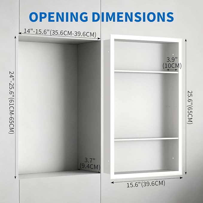Stainless Steel Recessed Medicine Cabinet Bathroom Medicine Wall Niche Shower - Image 3