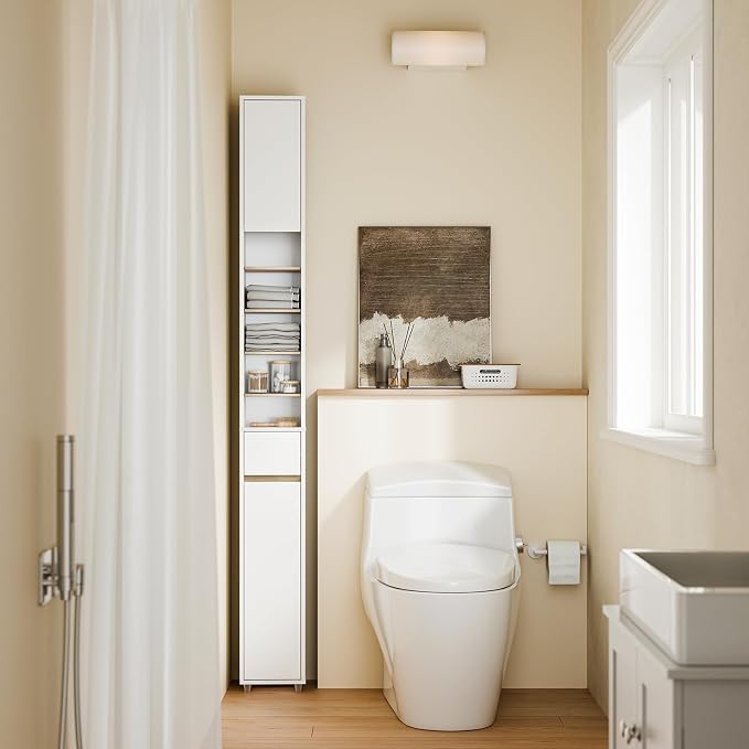 SoBuy Bathroom Narrow Storage Cabinet Skinny Tall Unit - Image 4
