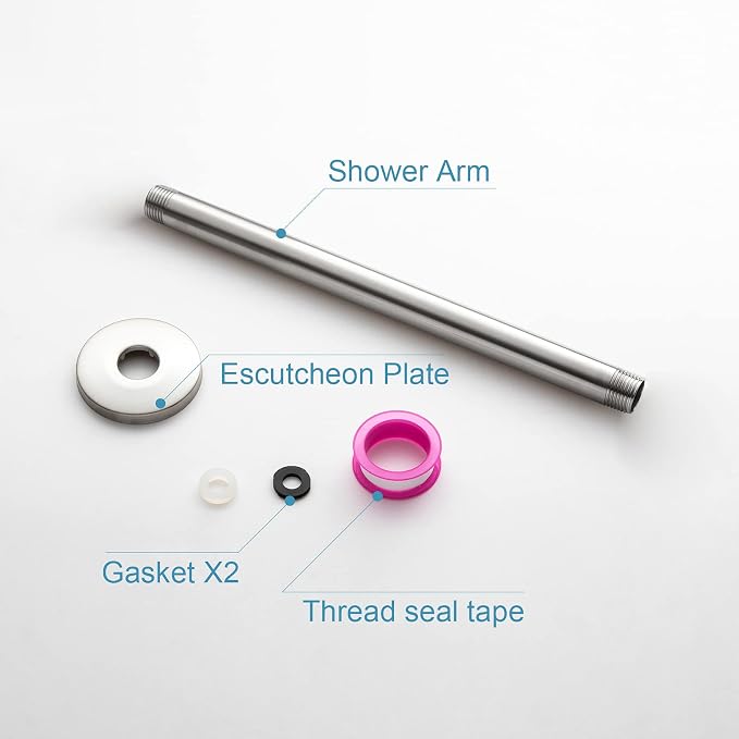 OFFO Shower Arm with Flange, 10 in Brushed Nickel Ceiling Mount Replacement - Image 6